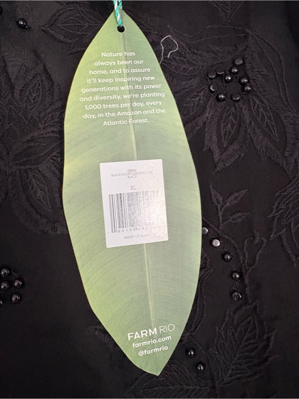 FARM Rio Black Sheer Embroidered Beaded Blouse - Picture 6 of 6